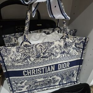Dior Navy and White Toile de Jouy Book Tote